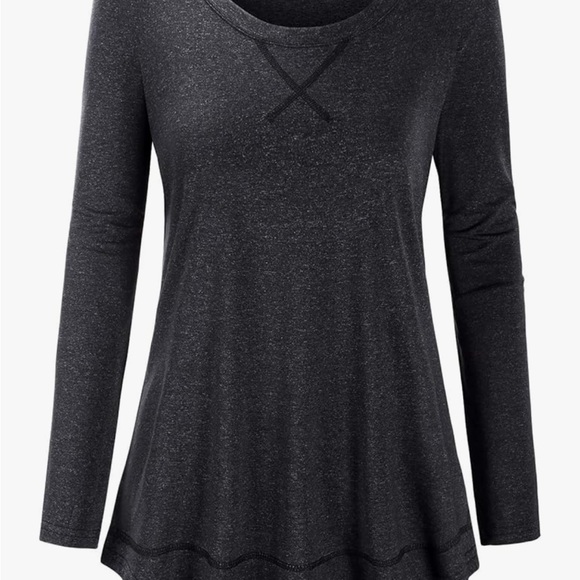 Dark Grey Long Sleeve Relaxed Exercise Shirt - 2XL - Picture 10 of 12